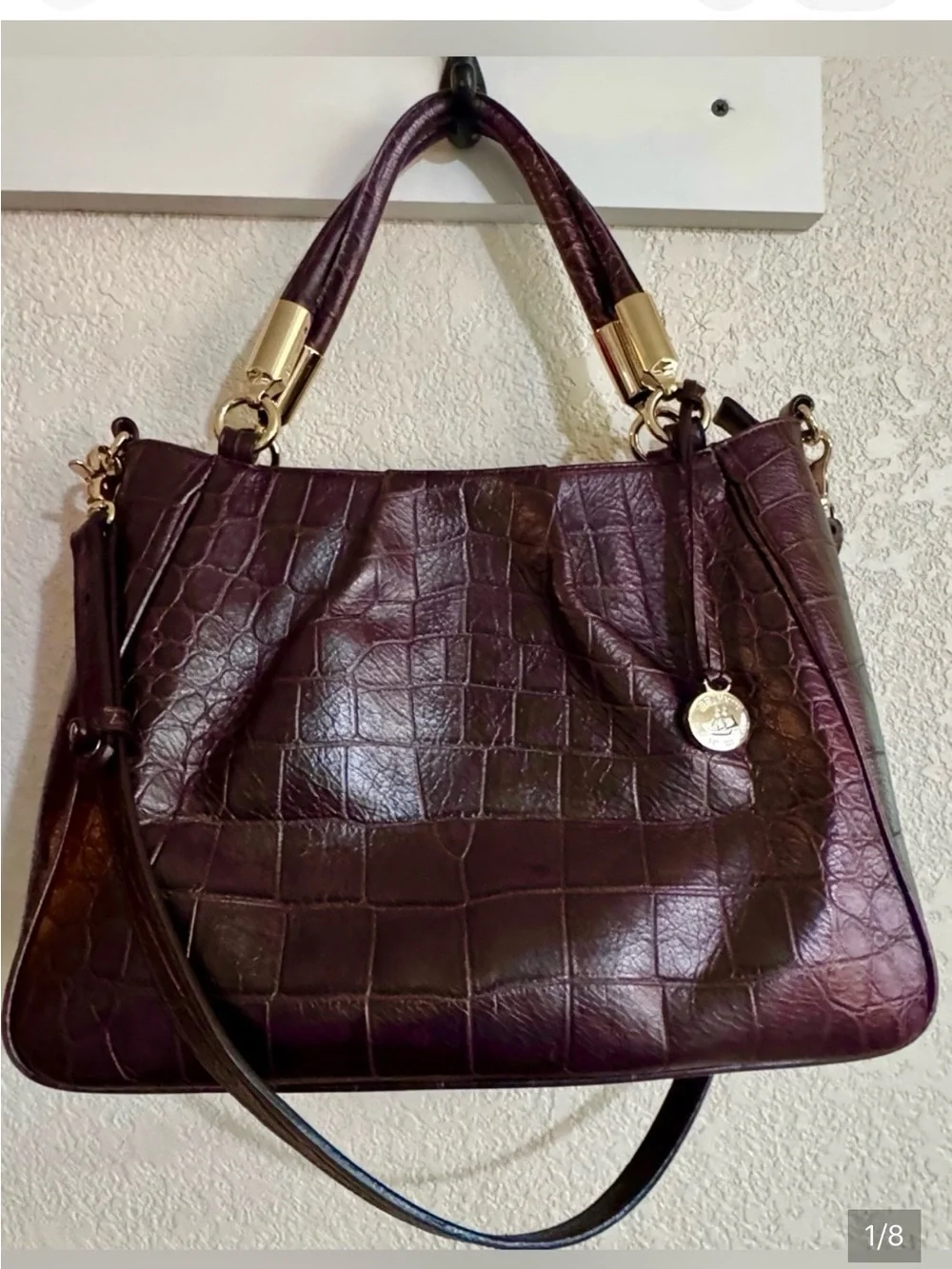 Brahmin Brown croc embossed Ruby Melbourne Satchel Bag,beautiful color EUC